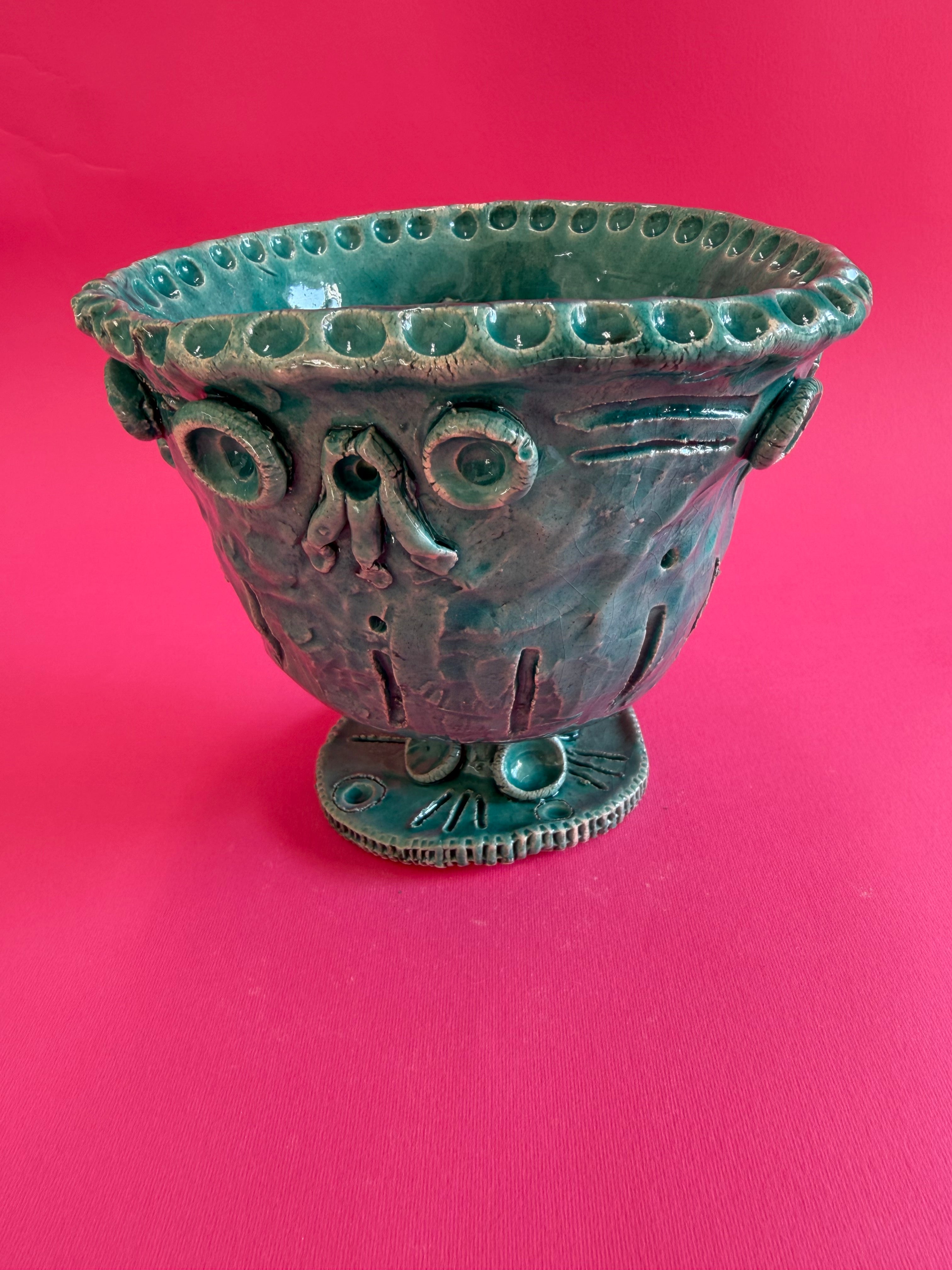 MAGNUS - coppa con fiori e boccioli turchese
