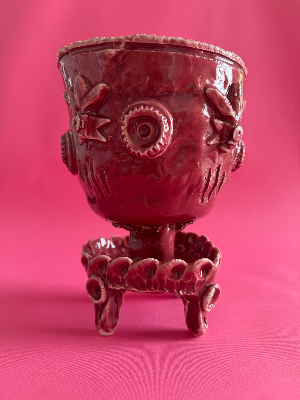 MAGNUS - coppa rosa antico con bocciolo e corolla, fiori marini con base smerlata