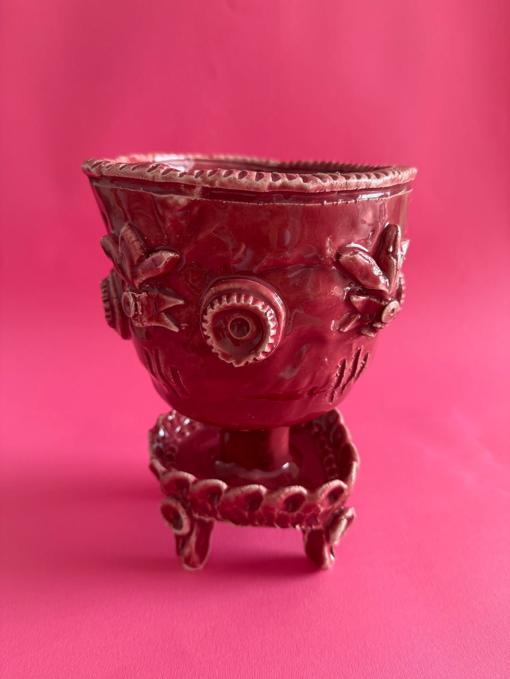 MAGNUS - coppa rosa antico con bocciolo e corolla, fiori marini con base smerlata