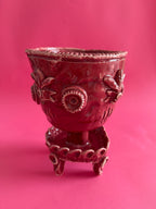 MAGNUS - coppa rosa antico con bocciolo e corolla, fiori marini con base smerlata