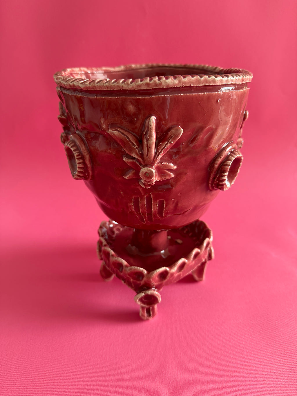MAGNUS - coppa rosa antico con bocciolo e corolla, fiori marini con base smerlata