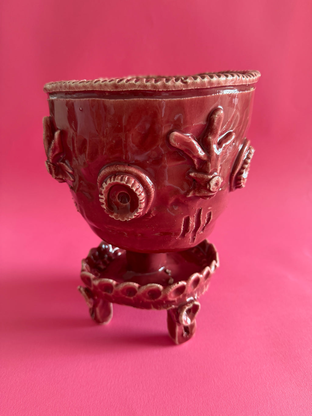 MAGNUS - coppa rosa antico con bocciolo e corolla, fiori marini con base smerlata