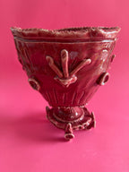 MAGNUS - coppa rosa antico con fiori marini e boccioli con base a lancia