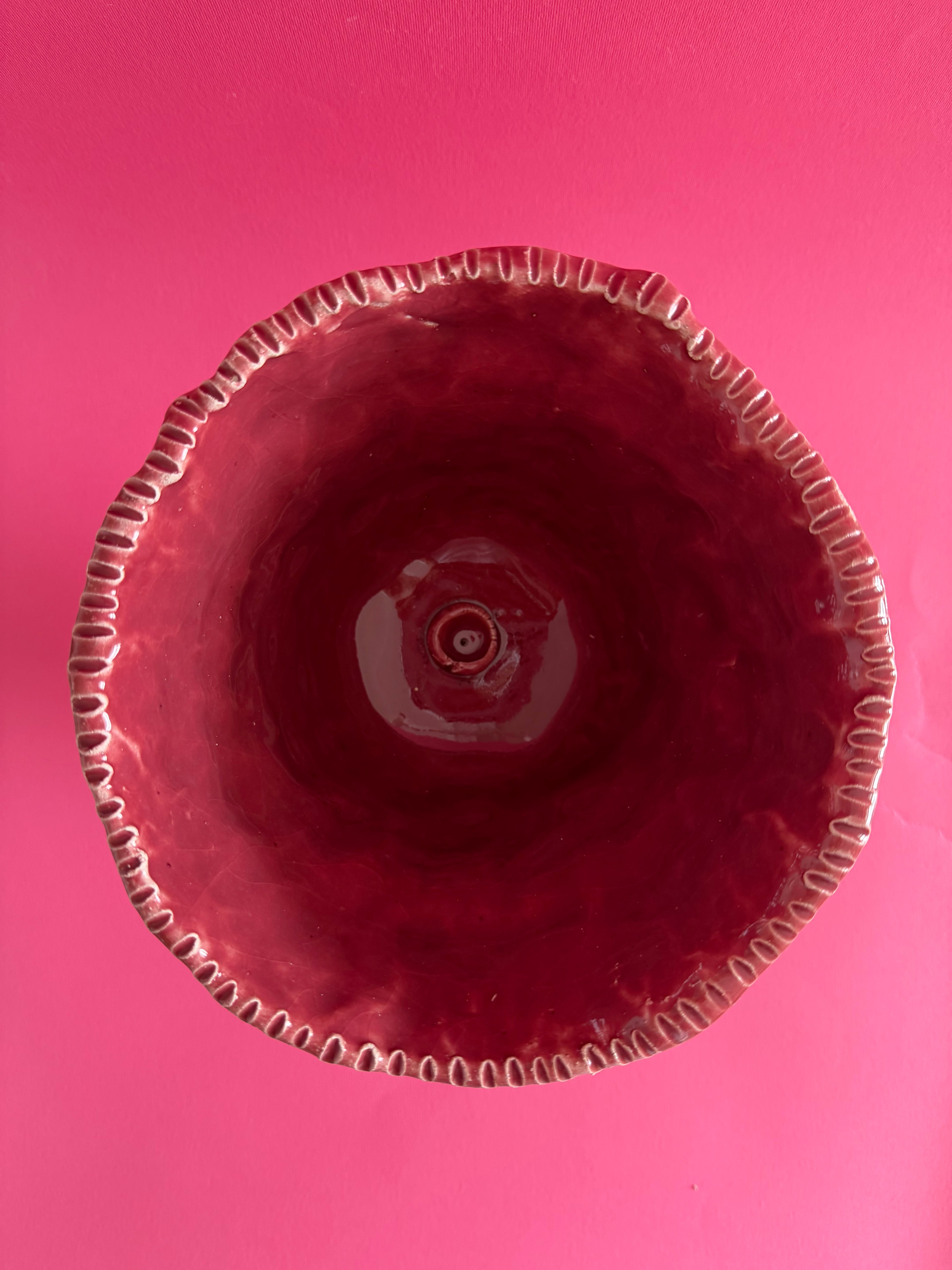MAGNUS - coppa rosa antico con fiori marini e boccioli con base a lancia