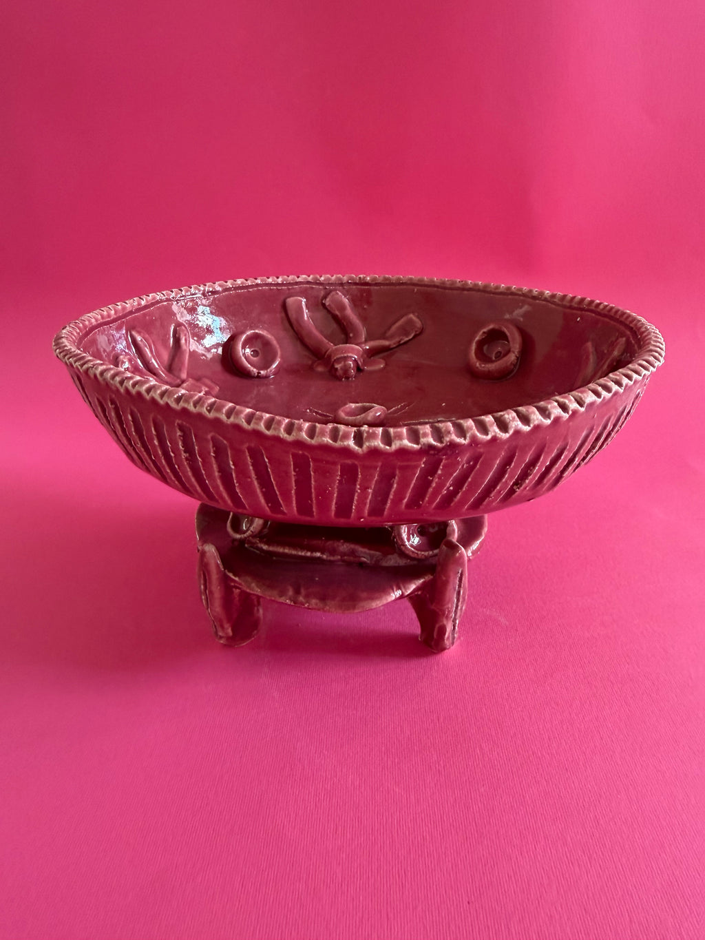 MAGNUS - alzata rosa antico con lance fiori e boccioli