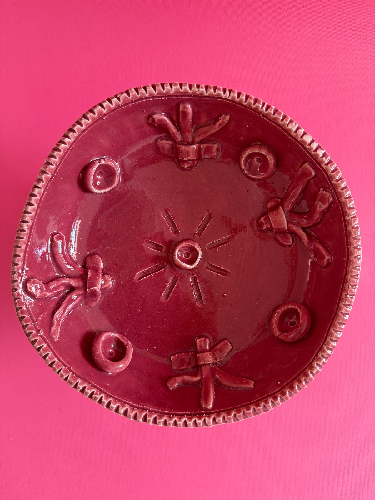 MAGNUS - alzata rosa antico con lance fiori e boccioli